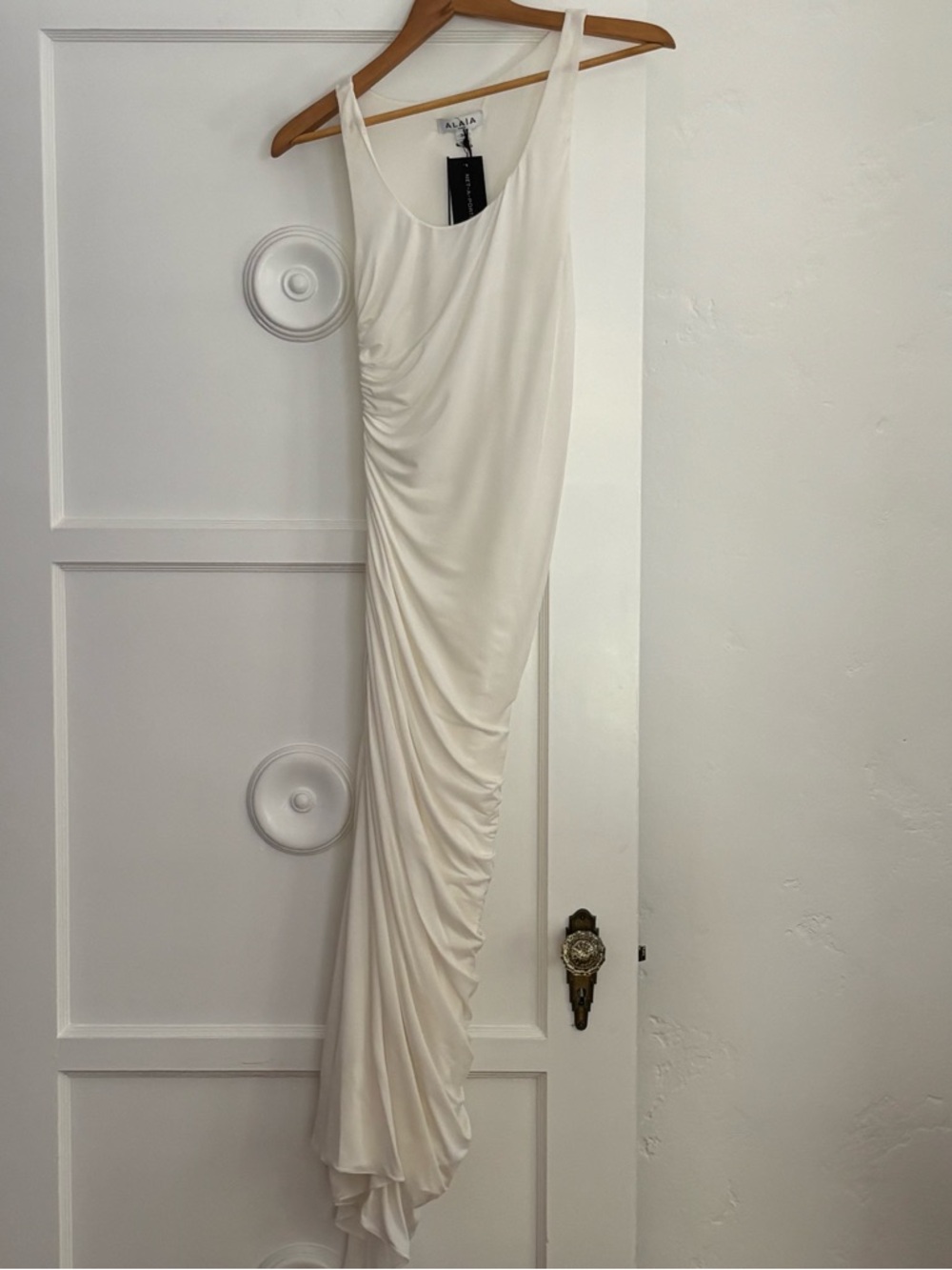 Alaïa Cream Scoop Neck Jersey Dress - Picture 6 of 6